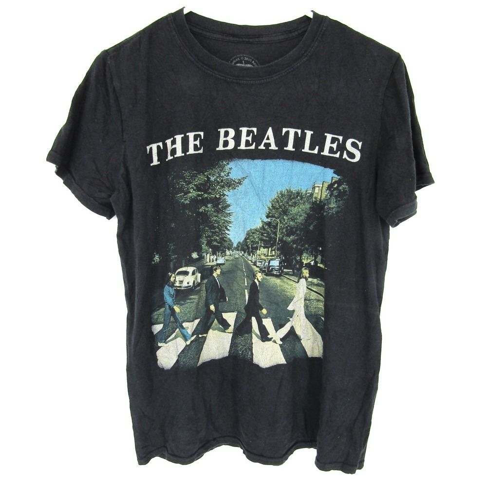 The Beatles Graphic Tee Mens Small Black Abbey Road Short Sleeve Band Shirt